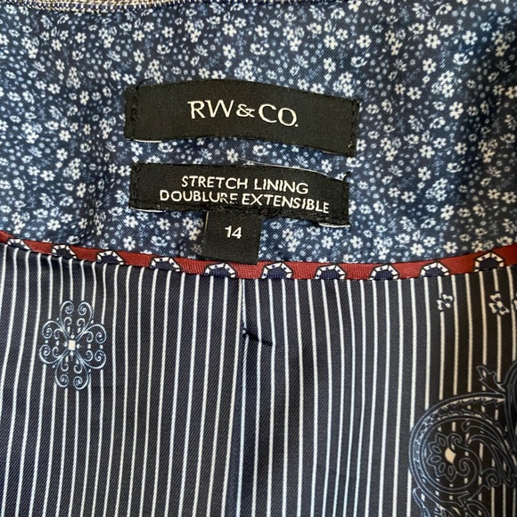 RW&CO Women's Single Breasted Fitted Tailored Blazer Grey Blue Plaid 14 Academia - Picture 2 of 16